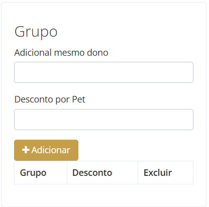 Opções para dar Desconto para pets do mesmo cliente